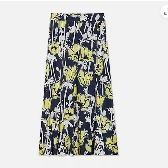 $258 TORY BURCH Printed Jersey Skirt Navy Poppies Bloom Size L NEW WITH TAG! - Picture 6 of 11